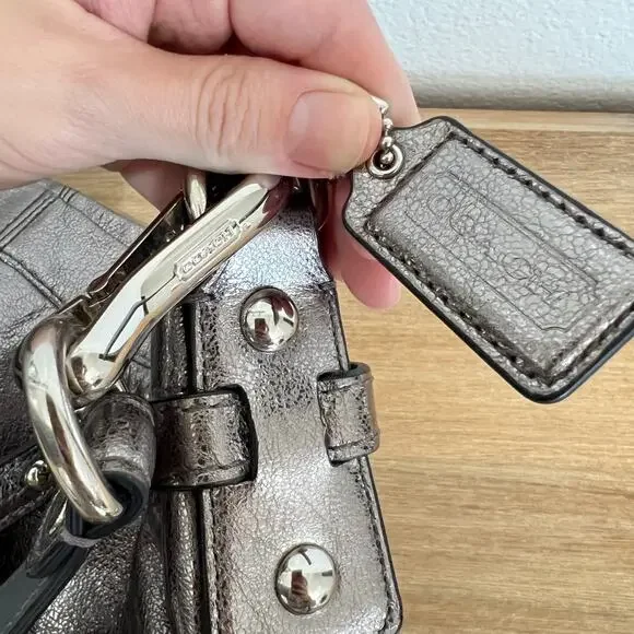 Coach Brooke Metallic Silver Pewter Hobo Shoulder Bag Purse Shiny Y2K - Picture 4 of 9